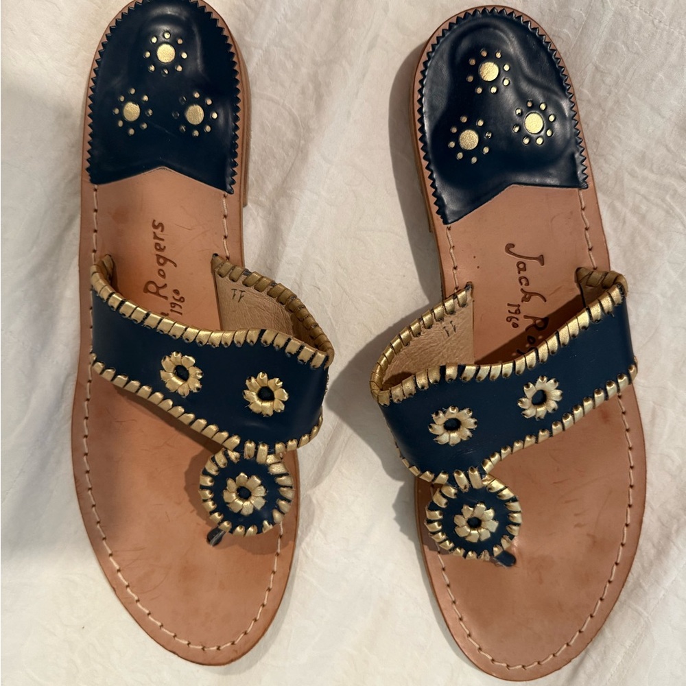 Jack Rogers Women's Sandals in Navy and Gold